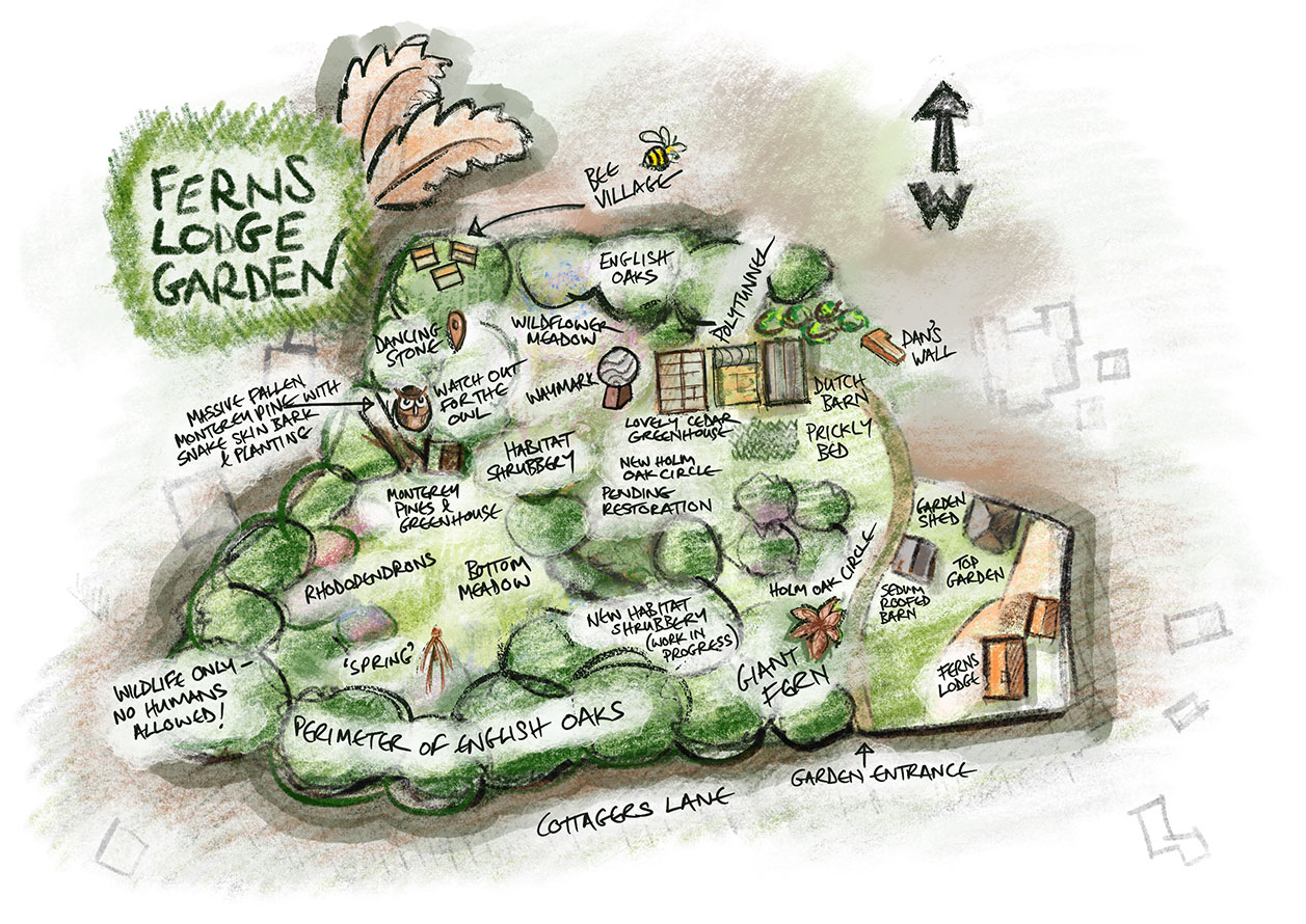 Ferns Lodge Garden Map