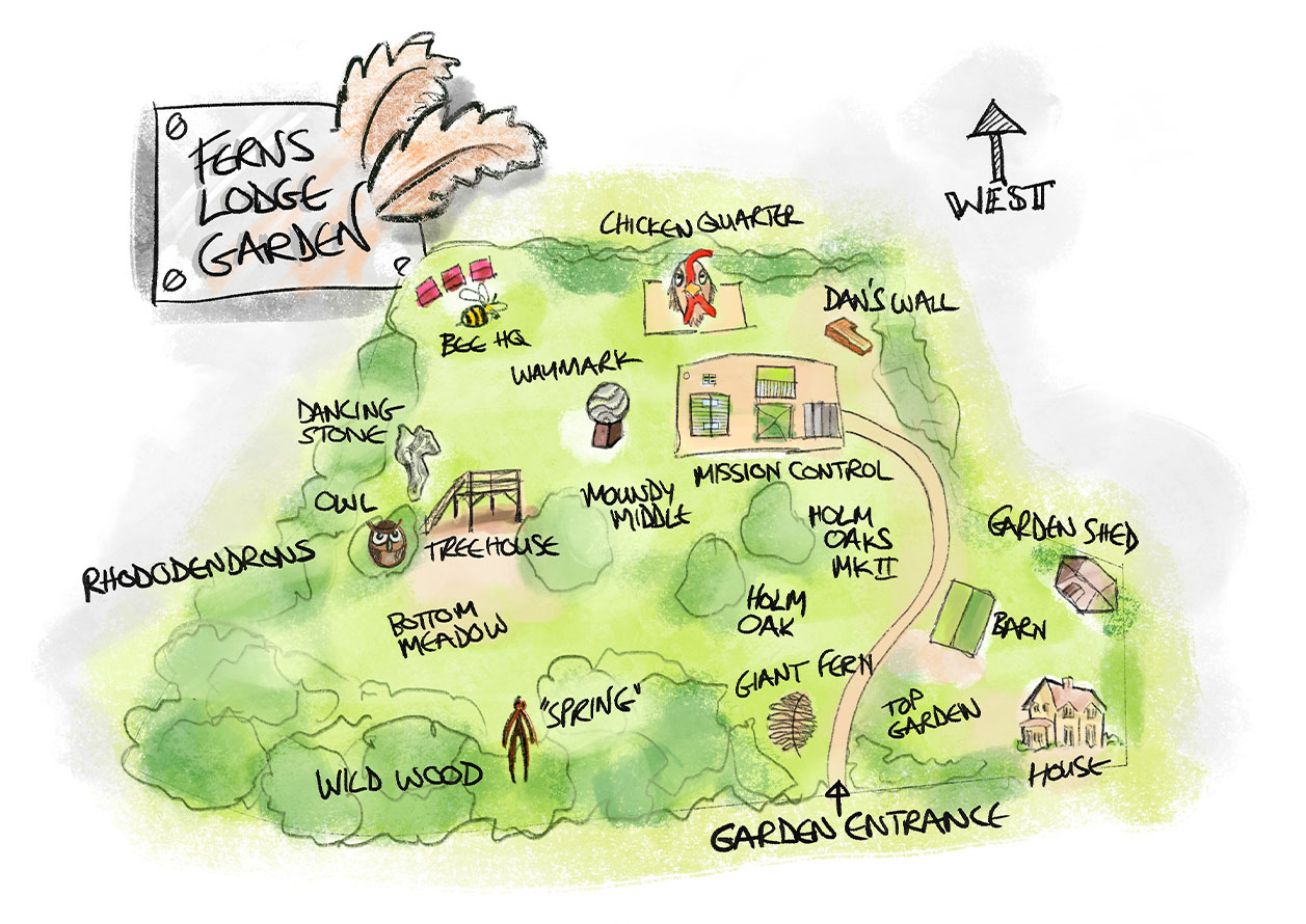 Ferns Lodge Garden Map